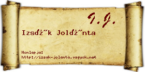 Izsák Jolánta névjegykártya